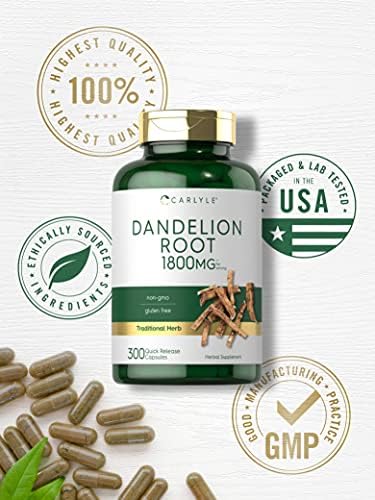 Extracto de Raíz de Diente de León Carlyle | 300 Cápsulas | Suplemento Herbal | Taraxacum Officinale | Sin OGM y Libre de Gluten - imagen 5