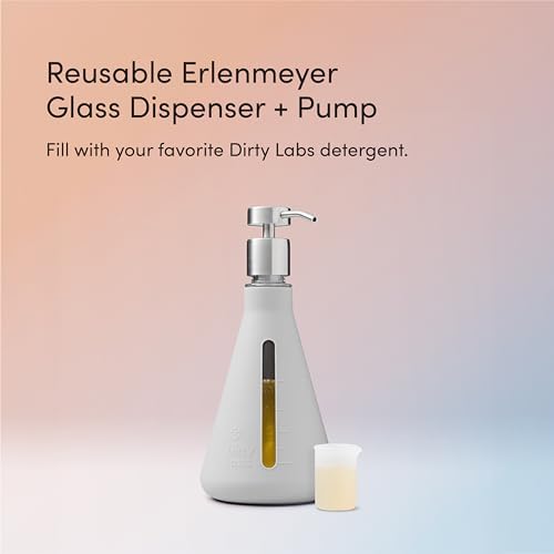 Dirty Labs | Dispensador y bomba de vidrio Erlenmeyer reutilizable | Dispensador de detergente líquido para lavar | Capacidad para 40 cargas | 375 mL - imagen 2