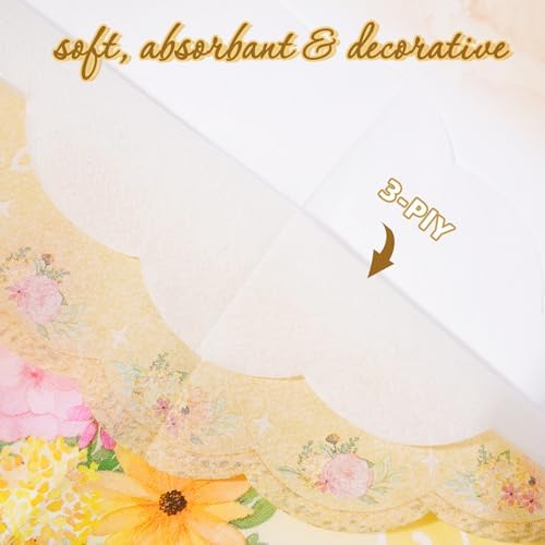 Servilletas de Papel con Diseño Floral, 100 pcs, con Borde Ondulado para Bodas, Baby Shower y Decoraciones de Fiesta de Té - imagen 5