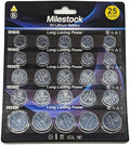 Juego de 25 Baterías de Botón de Litio 3V Milestock CR1620 CR1632 CR2025 CR2032 CR2450 para Llave de Auto, Sensores, Básculas, Velas, Reloj, Control - imagen 1