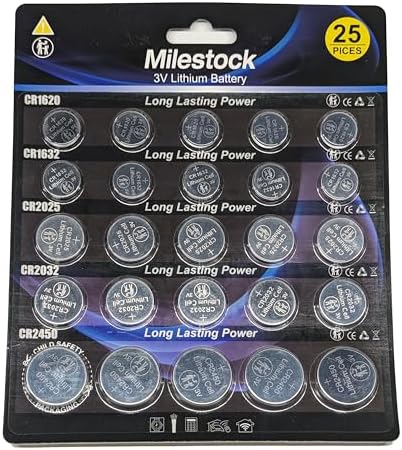 Juego de 25 Baterías de Botón de Litio 3V Milestock CR1620 CR1632 CR2025 CR2032 CR2450 para Llave de Auto, Sensores, Básculas, Velas, Reloj, Control - imagen 1