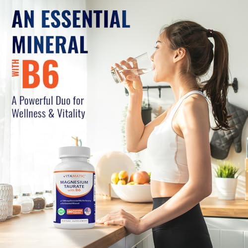 Vitamatic Magnesio Taurato 1500mg por Porción - 180 Cápsulas Vegetarianas (300 mg de Magnesio Elemental) - Con B6 para Máxima Absorción - Apoya la - imagen 4