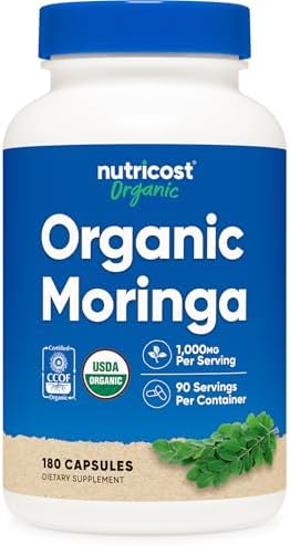 Cápsulas de Moringa Nutricost 500mg, 180 Cápsulas (90 Porciones) - Vegetarianas, No OGM, Sin Gluten - imagen 1