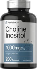 Suplemento de Colina e Inositol Horbaach 1000mg | 200 Cápsulas | Sin OGM, Libre de Gluten - imagen 1