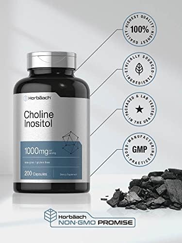 Suplemento de Colina e Inositol Horbaach 1000mg | 200 Cápsulas | Sin OGM, Libre de Gluten - imagen 5
