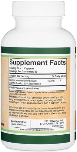 Cápsulas de Bacopa Monnieri 20% Bacosidos 450mg, 90 piezas (Sin OGM, Sin Gluten) Extracto de Brahmi (Suplemento para la Memoria y la Salud Cerebral) - imagen 3