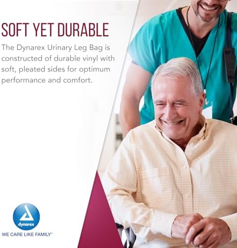 Bolsa de Pierna Urinaria Dynarex, para Uso con Catéter, Cierre Antiderrame y Válvula Antirreflujo, Capacidad de 600 ml/20 oz, Mediana, Blanca, 1 Caja - imagen 5