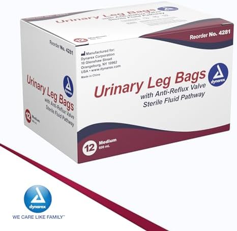 Bolsa de Pierna Urinaria Dynarex, para Uso con Catéter, Cierre Antiderrame y Válvula Antirreflujo, Capacidad de 600 ml/20 oz, Mediana, Blanca, 1 Caja - imagen 7