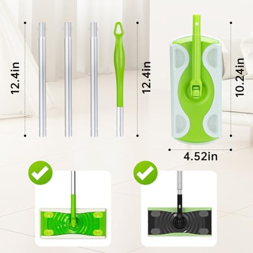 Mango de Mopa Compatible con Swiffer, Mango Extra Largo Desmontable Verde para Swiffer - imagen 2