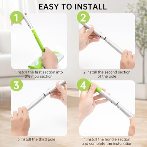 Mango de Mopa Compatible con Swiffer, Mango Extra Largo Desmontable Verde para Swiffer - imagen 3