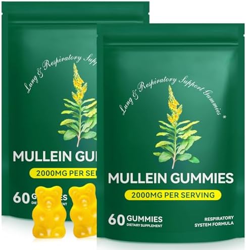 Gomitas Ruduwu de Mullein para Desintoxicación Pulmonar, 2000mg Extracto de Hoja de Mullein, Soporte Respiratorio, Digestivo e Inmunológico, - imagen 1