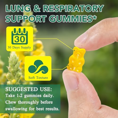 Gomitas Ruduwu de Mullein para Desintoxicación Pulmonar, 2000mg Extracto de Hoja de Mullein, Soporte Respiratorio, Digestivo e Inmunológico, - imagen 4