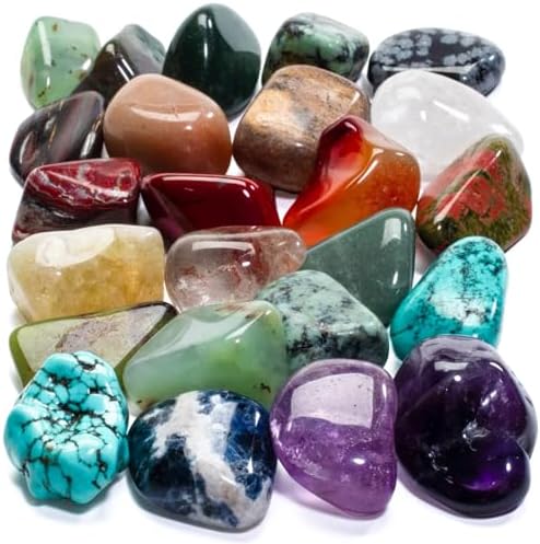 Piedras Tumbled KALIFANO – Más de 1,000 Quilates de Cristales y Gemas Pulidas para Reiki, Manualidades, Niños y Decoración (Cuarzo Rosa, Howlite - imagen 1