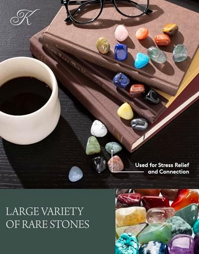 Piedras Tumbled KALIFANO – Más de 1,000 Quilates de Cristales y Gemas Pulidas para Reiki, Manualidades, Niños y Decoración (Cuarzo Rosa, Howlite - imagen 3