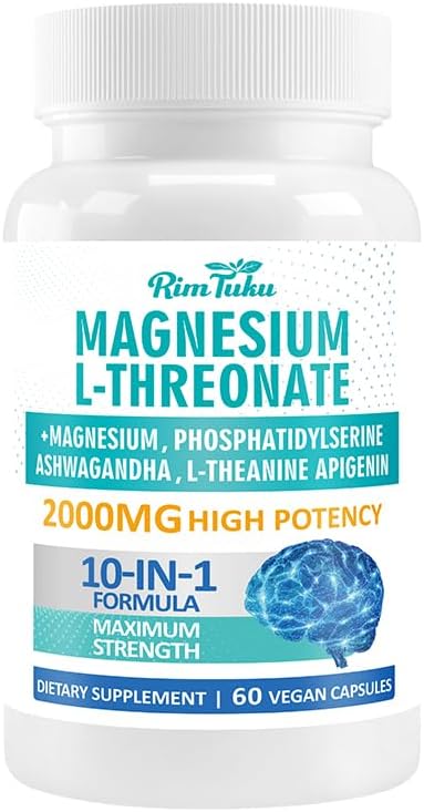 Magnesio L-Treonato 2000mg | Suplemento 10 en 1 para la Salud Cerebral y Soporte Cognitivo | Cápsulas de Magnesio de Alta Absorción, 60 Piezas - imagen 1