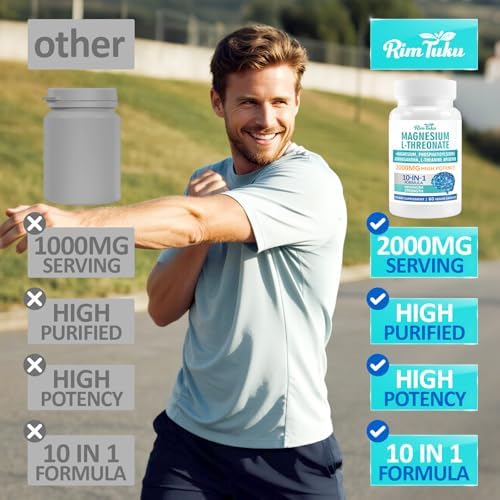 Magnesio L-Treonato 2000mg | Suplemento 10 en 1 para la Salud Cerebral y Soporte Cognitivo | Cápsulas de Magnesio de Alta Absorción, 60 Piezas - imagen 2
