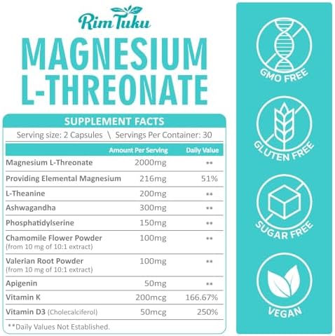 Magnesio L-Treonato 2000mg | Suplemento 10 en 1 para la Salud Cerebral y Soporte Cognitivo | Cápsulas de Magnesio de Alta Absorción, 60 Piezas - imagen 3