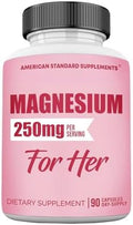 Glicinato de Magnesio para Mujeres 250mg por Cápsula, Chelado para Ella, 90 Cápsulas, Suministro para 90 Días - imagen 1