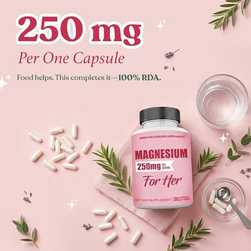 Glicinato de Magnesio para Mujeres 250mg por Cápsula, Chelado para Ella, 90 Cápsulas, Suministro para 90 Días - imagen 3