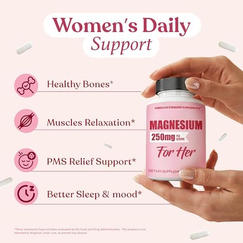 Glicinato de Magnesio para Mujeres 250mg por Cápsula, Chelado para Ella, 90 Cápsulas, Suministro para 90 Días - imagen 4