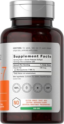 Horbäach Vitamina K2 MK7 100mcg | 250 Cápsulas Blandas | Suplemento Sin OGM y Libre de Gluten - imagen 2