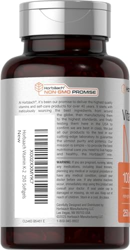 Horbäach Vitamina K2 MK7 100mcg | 250 Cápsulas Blandas | Suplemento Sin OGM y Libre de Gluten - imagen 3