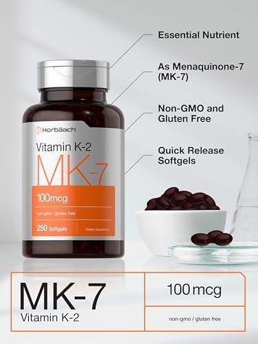 Horbäach Vitamina K2 MK7 100mcg | 250 Cápsulas Blandas | Suplemento Sin OGM y Libre de Gluten - imagen 4