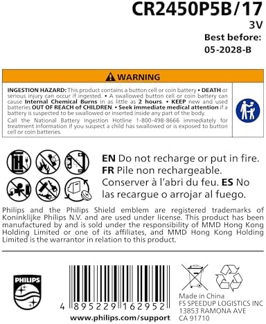 Batería de botón de litio Philips CR2450 3V, paquete de 20, 10 años de vida útil, a prueba de fugas, segura para niños, compatible con llaves y - imagen 8