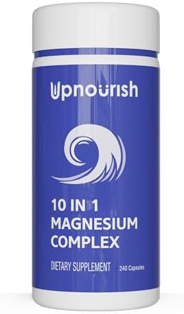 Suplemento de Magnesio UpNourish - Complejo de Magnesio 10 en 1 - Suplementos Minerales de Magnesio de Espectro Completo con Glicinato, Citrato, - imagen 1