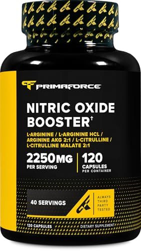 Primaforce Aumentador de Óxido Nítrico (2,250mg, 120 Cápsulas) - 40 Porciones de Mezcla para Pre y Post Entrenamiento - imagen 1