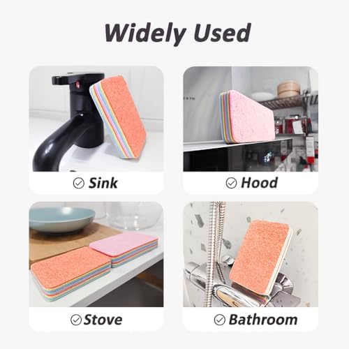 Esponjas de Microfibra Despegables LEAVAQ 4 Piezas – Paños de Limpieza PVA de 12 Capas, Esponja Arcoíris Ultra Absorbente y No Rayante para Cocina, - imagen 6