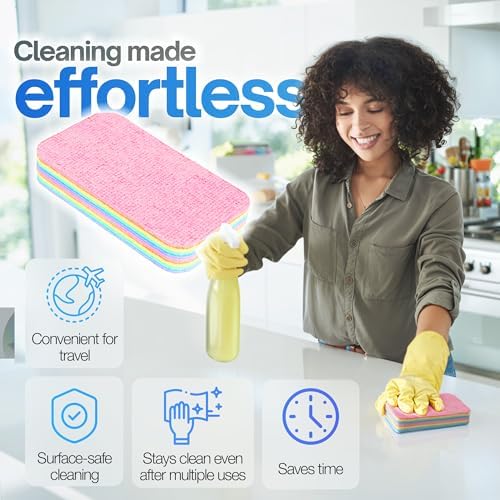 Esponjas de Microfibra Despegables LEAVAQ 4 Piezas – Paños de Limpieza PVA de 12 Capas, Esponja Arcoíris Ultra Absorbente y No Rayante para Cocina, - imagen 7