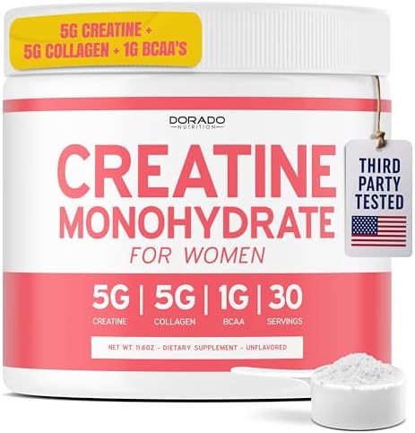 Creatina para Mujeres | Polvo de Creatina Monohidratada 5G + 5000mg Colágeno + 1000mg BCAA 2:1:1 (30 Porciones) Apoya Glúteos, Músculos Magros, - imagen 1