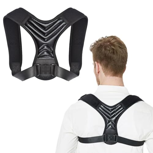 Corrector de Postura, Faja para Espalda Ajustable para Hombres y Mujeres, Soporte para Hombros, Alivio de Dolor en Cuello y Espalda Alta - Negro - imagen 1