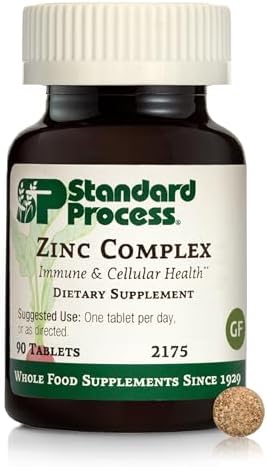 Zinc Complex de Standard Process - Apoyo a la Función Enzimática y Testicular - Salud Inmunológica y Energía Celular - 90 Tabletas Sin Gluten, Sin - imagen 1