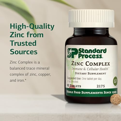 Zinc Complex de Standard Process - Apoyo a la Función Enzimática y Testicular - Salud Inmunológica y Energía Celular - 90 Tabletas Sin Gluten, Sin - imagen 3