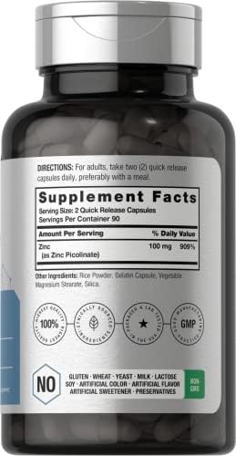 Zinc Picolinato Horbäach 100mg | 180 Cápsulas | Alta Potencia | Sin OGM, Libre de Gluten | Suplemento de Zinc - imagen 2