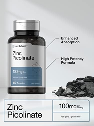 Zinc Picolinato Horbäach 100mg | 180 Cápsulas | Alta Potencia | Sin OGM, Libre de Gluten | Suplemento de Zinc - imagen 3