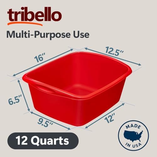 Tina de Plástico Tribello de 12 Cuartos para Lavado de Ropa y Baño de Pies - Resistente - Hecho en EE. UU. (Rojo) - imagen 2