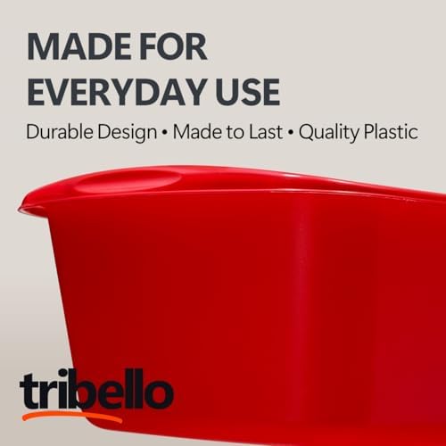 Tina de Plástico Tribello de 12 Cuartos para Lavado de Ropa y Baño de Pies - Resistente - Hecho en EE. UU. (Rojo) - imagen 3