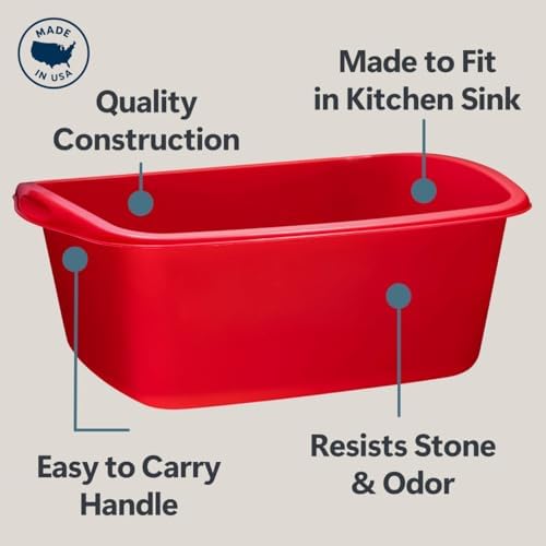 Tina de Plástico Tribello de 12 Cuartos para Lavado de Ropa y Baño de Pies - Resistente - Hecho en EE. UU. (Rojo) - imagen 5