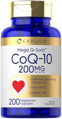 Carlyle CoQ10 200mg | 200 Cápsulas | Suplemento Vegetariano, No Transgénico y Sin Gluten Mega Q-Sorb Coenzima Q-10 - imagen 1