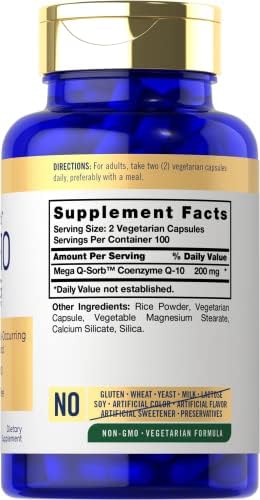 Carlyle CoQ10 200mg | 200 Cápsulas | Suplemento Vegetariano, No Transgénico y Sin Gluten Mega Q-Sorb Coenzima Q-10 - imagen 2