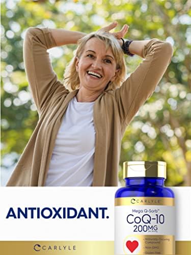 Carlyle CoQ10 200mg | 200 Cápsulas | Suplemento Vegetariano, No Transgénico y Sin Gluten Mega Q-Sorb Coenzima Q-10 - imagen 6