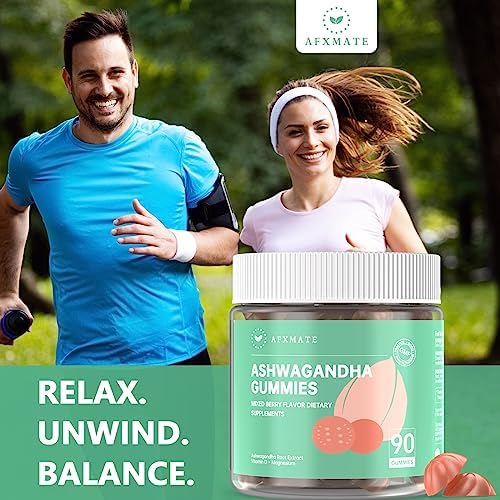 Gomitas de Ashwagandha AFXMATE para Mujeres Sin Azúcar, Suplemento Gummy para Hombres con Magnesio y Vitamina D 1000UI Veganas (90 Unidades) - imagen 2