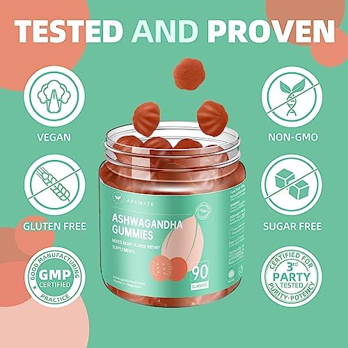 Gomitas de Ashwagandha AFXMATE para Mujeres Sin Azúcar, Suplemento Gummy para Hombres con Magnesio y Vitamina D 1000UI Veganas (90 Unidades) - imagen 5