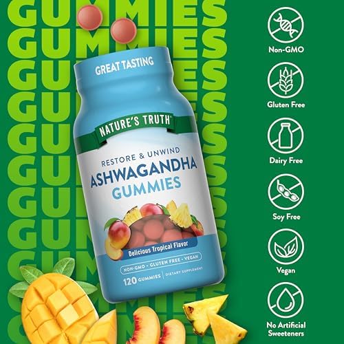 Gomitas de Ashwagandha Nature's Truth | 120 piezas | Sabor Tropical | Suplemento Vegano, Sin OGM y Libre de Gluten - imagen 3