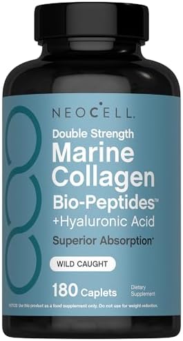 Suplemento de Péptidos de Colágeno Marino NeoCell | 180 Tabletas | con Ácido Hialurónico | Fórmula de Doble Fuerza | Uñas, Piel y Cabello - imagen 1