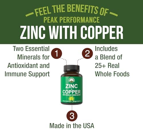 Suplemento de Inmunidad Peak Performance Zinc con Cobre + Mezcla de 25 Verduras y Frutas para Máxima Absorción - Cápsulas para Hombres y Mujeres - imagen 2