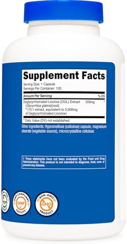 Nutricost Extracto de Regaliz Deglicirrizinado DGL 120 Cápsulas - 120 Porciones, Libre de GMO y Gluten, Vegano - imagen 5